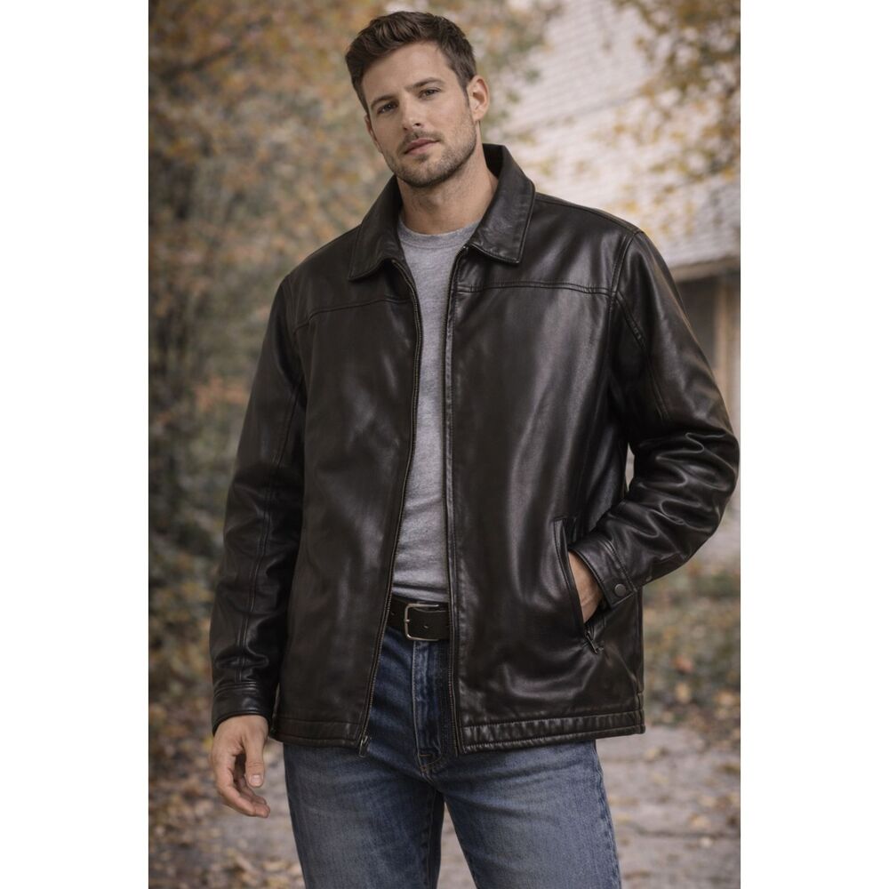 Steve & Barry’s Faux Leather Jacket XXXL Brown Zip Up Coat Streetwear Y2K